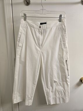 Vtg 90s Lauren Ralph Lauren Green Label White Cargo Capri Pants, 8 HK